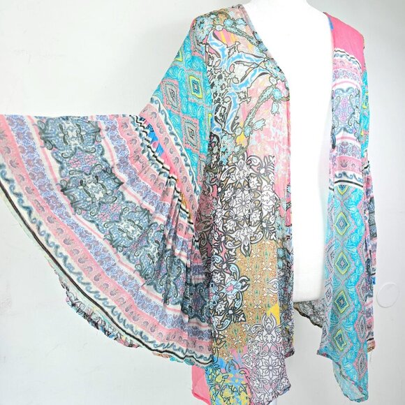 Anthropologie SAACHI Mystical Garden Open Front Ruffle Sleeve Kimono Cardigan - Picture 7 of 13